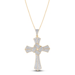 Diamond Knot Cross Necklace 1 ct tw 14K Yellow Gold 18&quot;