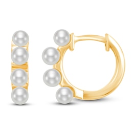 Children's Cultured Pearl Hoop Earrings 14K Yellow Gold