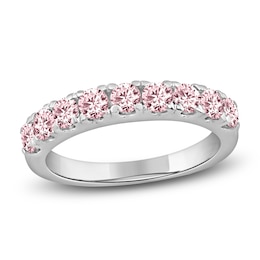 Lab-Created Pink Diamond Anniversary Ring 1 ct tw 14K White Gold