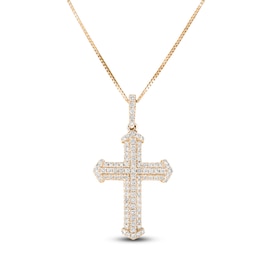 Diamond Cross Necklace 1/3 ct tw 14K Yellow Gold 18&quot;