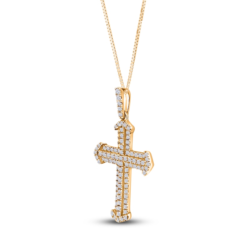 Diamond Cross Necklace 1/3 ct tw 14K Yellow Gold 18"