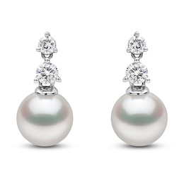 Yoko London Akoya Cultured Pearl & Diamond Earrings 1/6 ct tw 18K White Gold