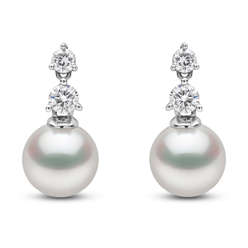 Yoko London Akoya Cultured Pearl & Diamond Earrings 1/6 ct tw 18K White Gold