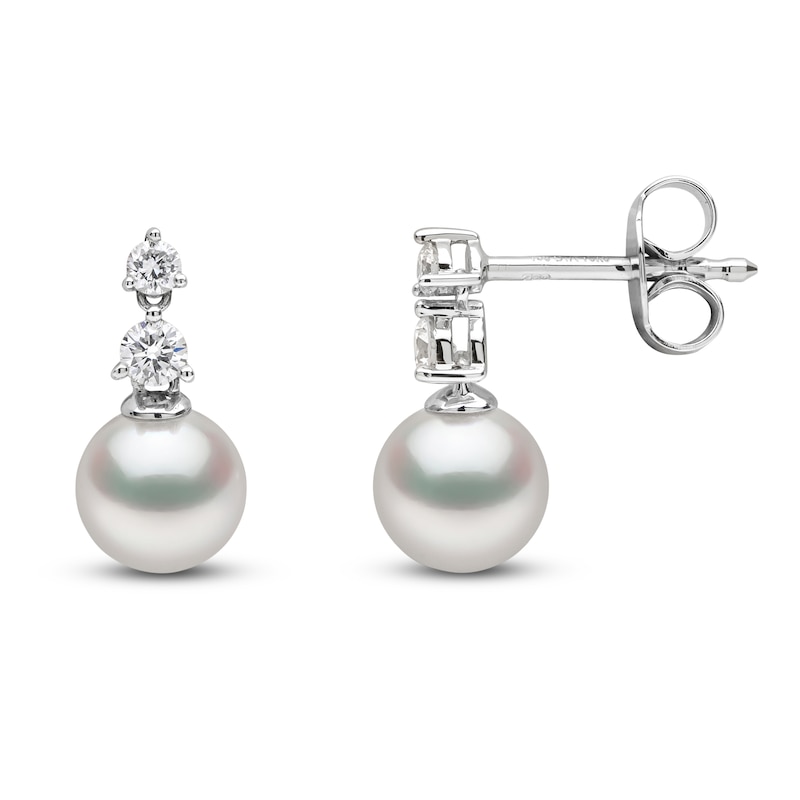 Yoko London Akoya Cultured Pearl & Diamond Earrings 1/6 ct tw 18K White Gold