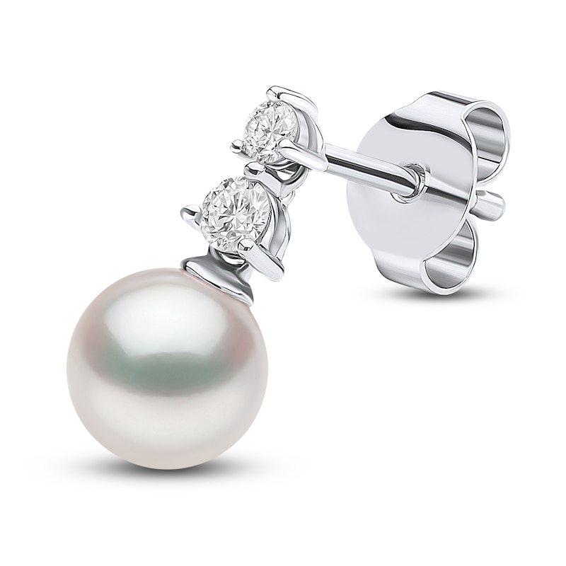 Yoko London Akoya Cultured Pearl & Diamond Earrings 1/6 ct tw 18K White Gold