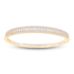 Baguette & Round-Cut Diamond Bangle Bracelet 1-1/2 ct tw 10K Yellow Gold