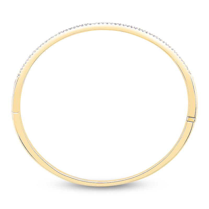 Baguette & Round-Cut Diamond Bangle Bracelet 1-1/2 ct tw 10K Yellow Gold