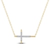 Thumbnail Image 1 of Diamond Sideways Cross Necklace 1/15 ct tw 10K Yellow Gold 18&quot;