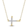 Thumbnail Image 2 of Diamond Sideways Cross Necklace 1/15 ct tw 10K Yellow Gold 18&quot;