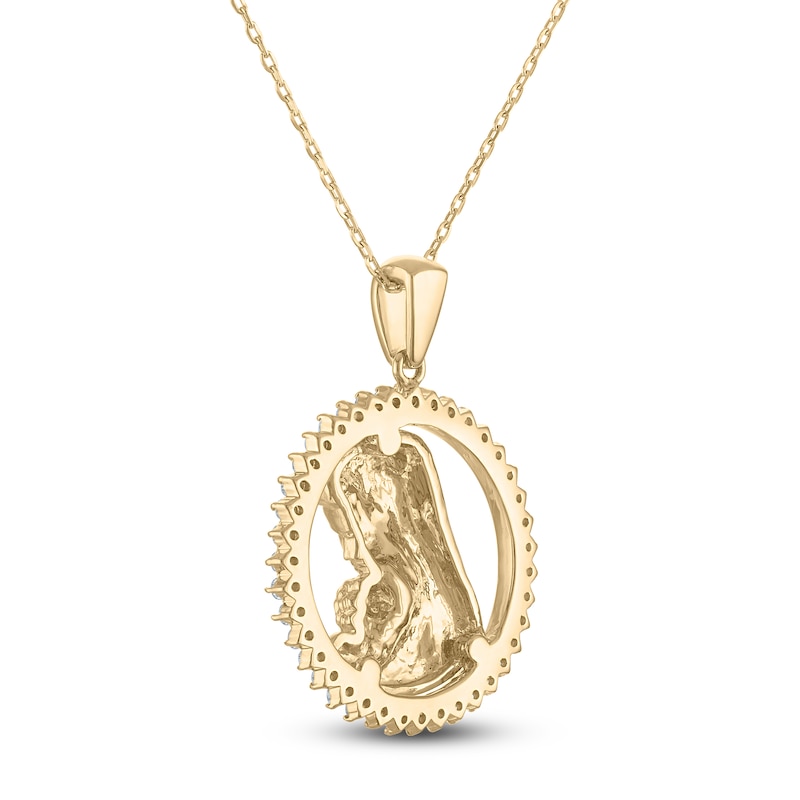 Diamond Our Lady of Guadalupe & Child Necklace 1/3 ct tw 10K Yellow Gold 18"