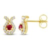 Thumbnail Image 1 of Natural Ruby & Diamond Earrings 1/8 ct tw 14K Yellow Gold