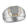 Thumbnail Image 1 of Forged by Jared Men's Octagon Ring Damascus Steel, Sterling Silver & 18K Yellow Gold