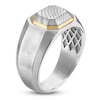 Thumbnail Image 2 of Forged by Jared Men's Octagon Ring Damascus Steel, Sterling Silver & 18K Yellow Gold