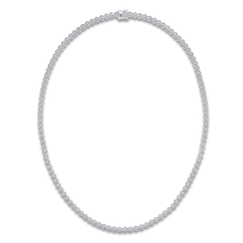 Main Image 2 of Men's Diamond Hexagon Link Tennis Necklace 2 ct tw Sterling Silver 20&quot;