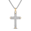 Thumbnail Image 1 of Forged by Jared Men's Cross Necklace Damascus Steel, Sterling Silver & 18K Yellow Gold 24&quot;