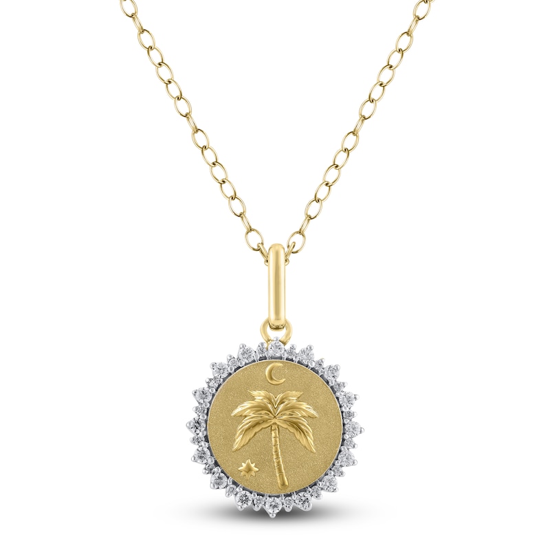 Main Image 1 of Diamond Beach Scene Necklace 1/4 ct tw 10K Yellow Gold 18&quot;