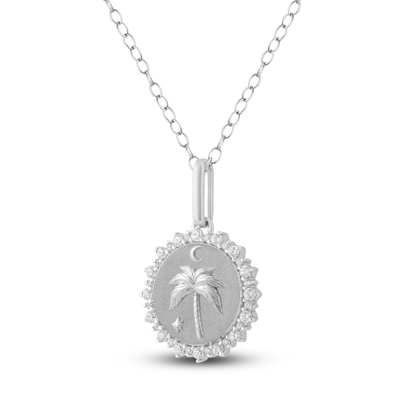 Main Image 2 of Diamond Beach Scene Necklace 1/4 ct tw Sterling Silver 18&quot;