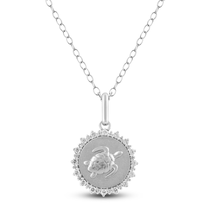 Main Image 1 of Diamond Turtle Necklace 1/4 ct tw Sterling Silver 18&quot;