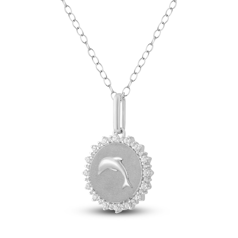 Main Image 2 of Diamond Dolphin Necklace 1/4 ct tw Sterling Silver 18&quot;