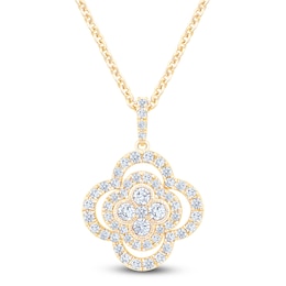 Diamond Clover Necklace 1 ct tw 10K Yellow Gold 18&quot;