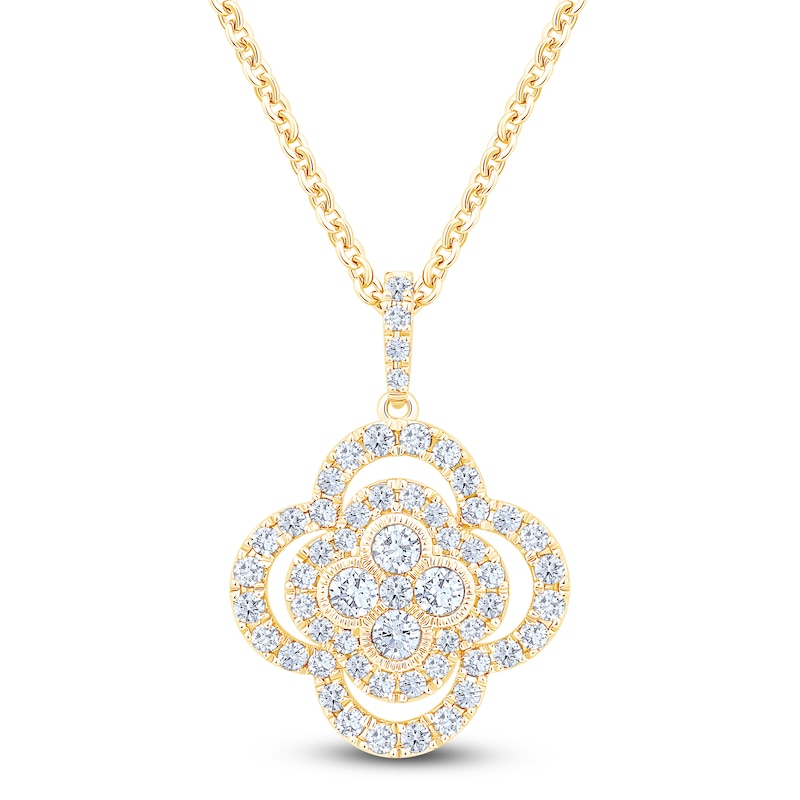 Main Image 1 of Diamond Clover Necklace 1 ct tw 10K Yellow Gold 18&quot;