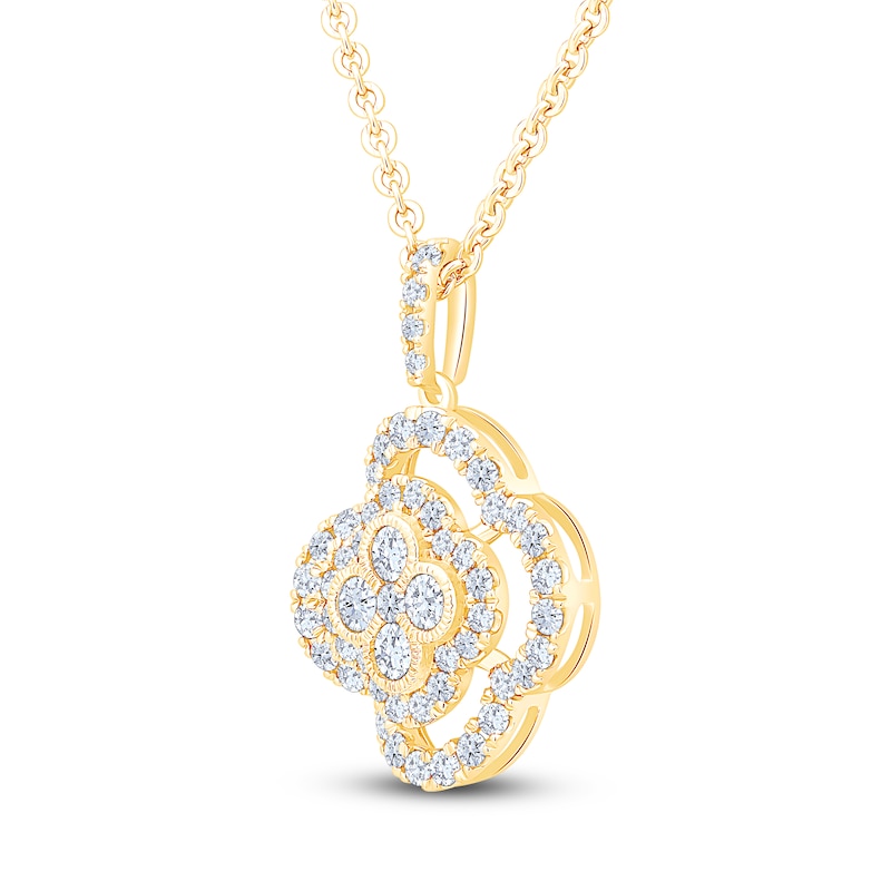 Main Image 3 of Diamond Clover Necklace 1 ct tw 10K Yellow Gold 18&quot;