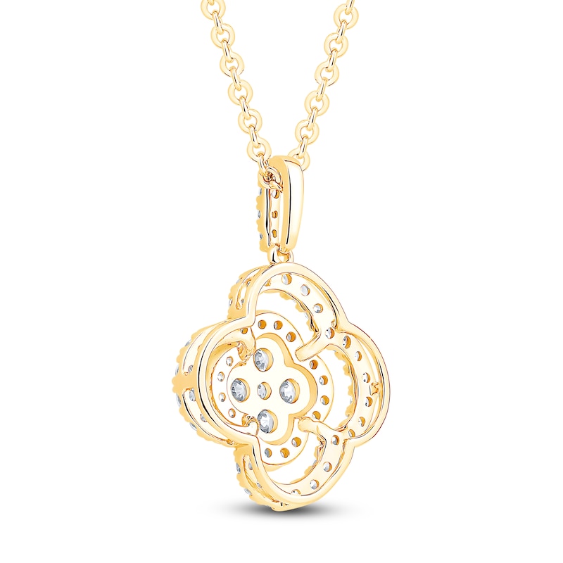 Main Image 4 of Diamond Clover Necklace 1 ct tw 10K Yellow Gold 18&quot;