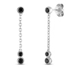 Thumbnail Image 2 of Black Diamond Bezel-Set Chain Drop Earrings 1/3 ct tw Sterling Silver