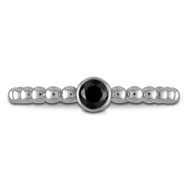 Main Image 3 of Black Diamond Bezel-Set Beaded Stackable Fashion Ring 1/5 ct tw Sterling Silver