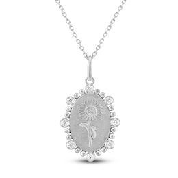 Aster Birth Flower Diamond Necklace 1/4 ct tw Sterling Silver 18&quot;