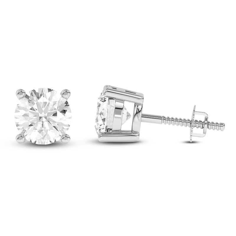 Main Image 1 of Round-Cut Lab-Created Diamond Solitaire Stud Earrings 2-1/2 ct tw 14K White Gold (SI2/F)