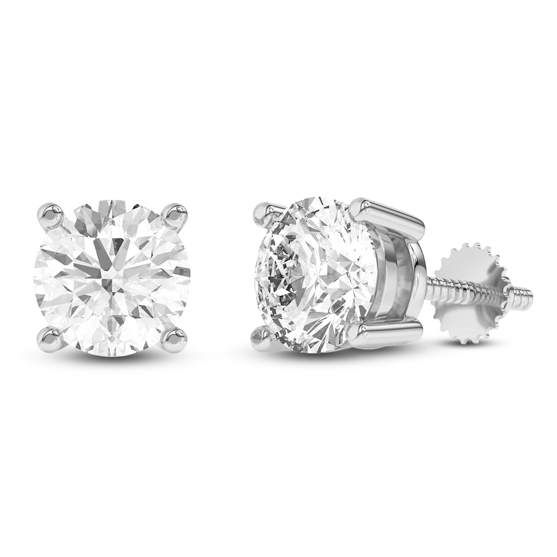 Main Image 2 of Round-Cut Lab-Created Diamond Solitaire Stud Earrings 2-1/2 ct tw 14K White Gold (SI2/F)