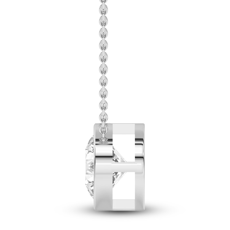 Main Image 2 of Round-Cut Lab-Created Diamond Solitaire Bezel-Set Necklace 2 ct tw 18K White Gold 18&quot; (VS2/F)