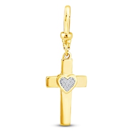 Charm'd by Lulu Frost Diamond Accent Heart Cross Charm 10K Yellow Gold