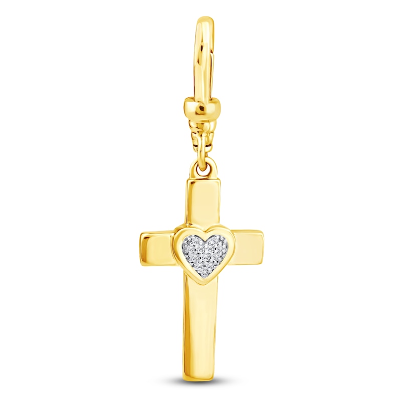 Main Image 1 of Charm'd by Lulu Frost Diamond Accent Heart Cross Charm 10K Yellow Gold