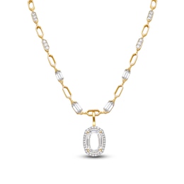 J'Lure Oval Portrait-Cut Lab-Created Diamond Necklace 4-1/3 ct tw 14K Yellow Gold 16.5&quot;