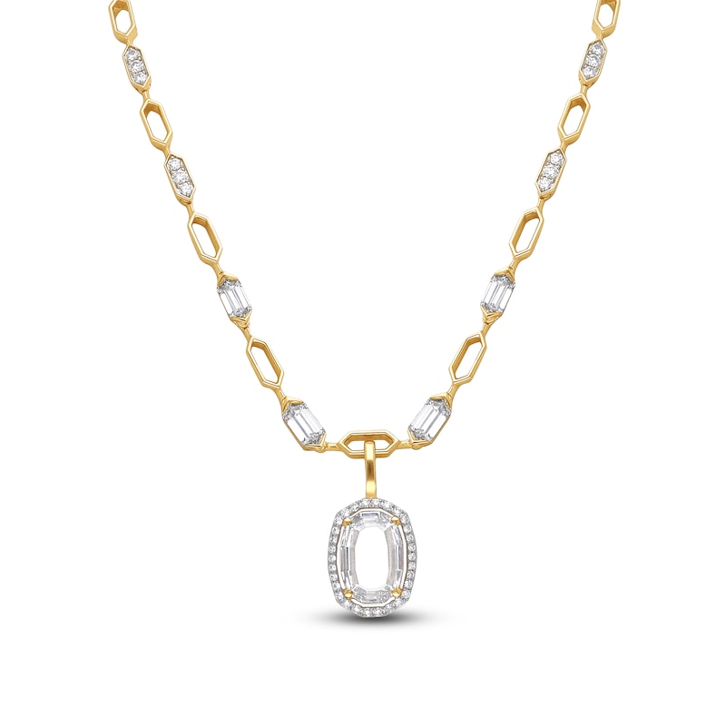 Main Image 1 of J'Lure Oval Portrait-Cut Lab-Created Diamond Necklace 4-1/3 ct tw 14K Yellow Gold 16.5&quot;