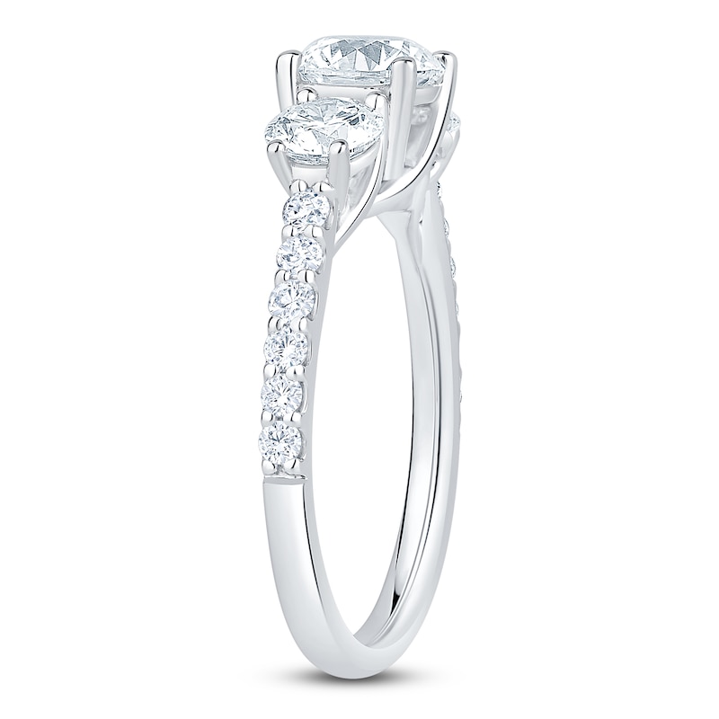 Main Image 2 of Round-Cut Lab-Created Diamond Three-Stone Engagement Ring 2 ct tw 14K White Gold