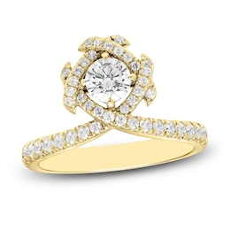 Unspoken Round-Cut Diamond Halo Ring 1 ct tw 14K Yellow Gold