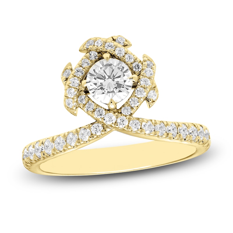 Main Image 1 of Unspoken Round-Cut Diamond Halo Ring 1 ct tw 14K Yellow Gold