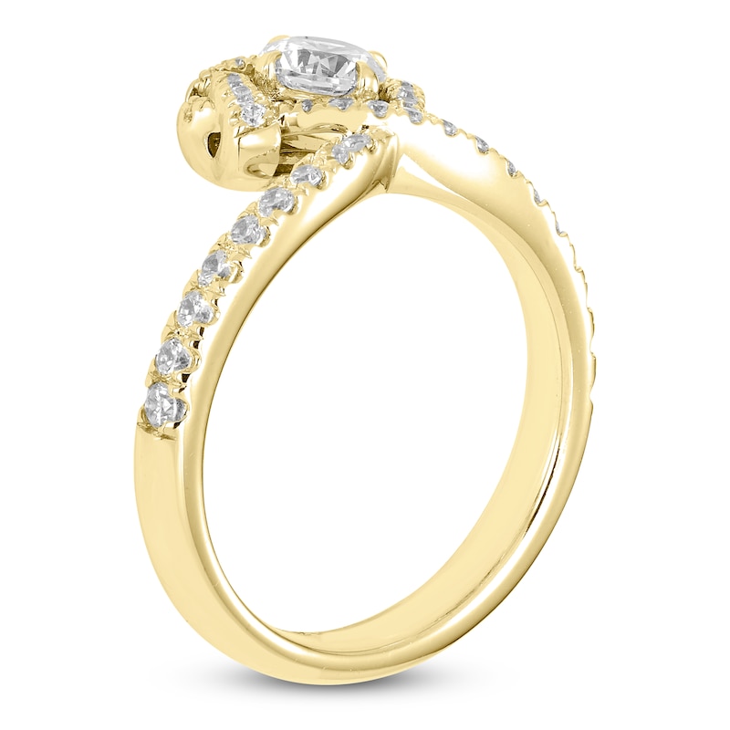 Main Image 2 of Unspoken Round-Cut Diamond Halo Ring 1 ct tw 14K Yellow Gold