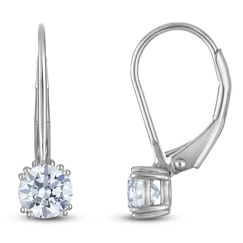 Main Image 1 of Round-Cut Lab-Created Diamond Solitaire Drop Earrings 1/2 ct tw 14K White Gold (SI2/F)