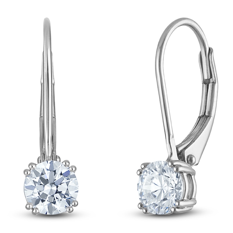 Main Image 2 of Round-Cut Lab-Created Diamond Solitaire Drop Earrings 1/2 ct tw 14K White Gold (SI2/F)