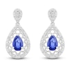 Thumbnail Image 1 of Pear-Shaped Blue Lab-Created Sapphire & Diamond Filigree Dangle Earrings 1/6 ct tw Sterling Silver