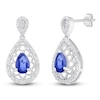 Thumbnail Image 2 of Pear-Shaped Blue Lab-Created Sapphire & Diamond Filigree Dangle Earrings 1/6 ct tw Sterling Silver