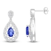 Thumbnail Image 3 of Pear-Shaped Blue Lab-Created Sapphire & Diamond Filigree Dangle Earrings 1/6 ct tw Sterling Silver