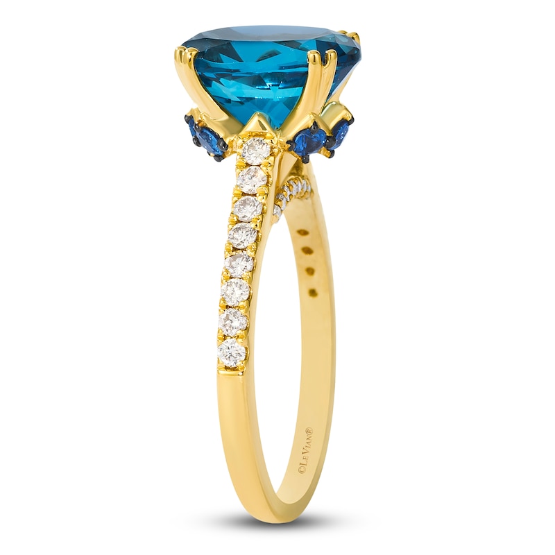 Main Image 2 of Le Vian Oval-Cut Natural Blue Topaz, Blue Sapphire and Diamond Ring 3/8 ct tw 14K Honey Gold