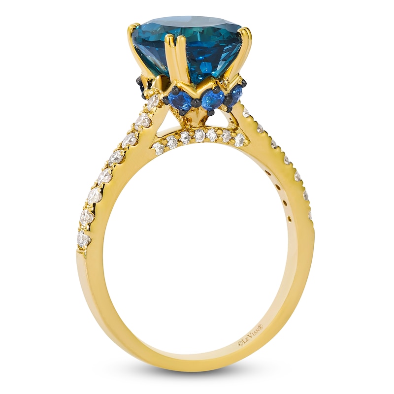 Main Image 3 of Le Vian Oval-Cut Natural Blue Topaz, Blue Sapphire and Diamond Ring 3/8 ct tw 14K Honey Gold