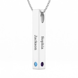 Birthstone Vertical Bar Necklace (4 Stones and Lines)