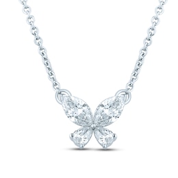 Pnina Tornai Diamond Butterfly Necklace 3/8 ct tw Pear/Marquise/Round 14K White Gold 18&quot;